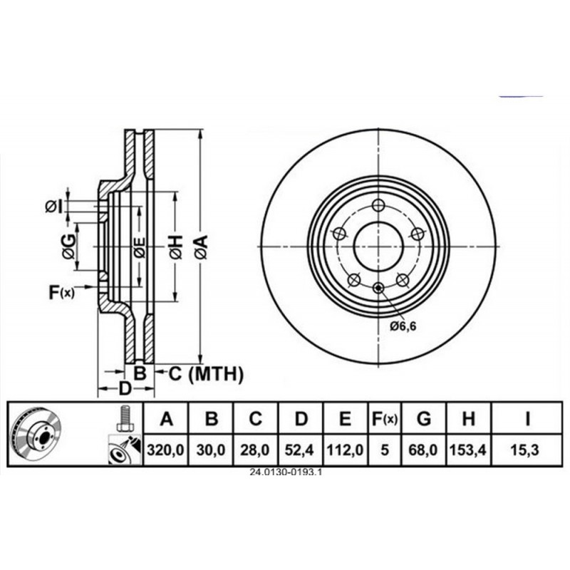Kočioni disk AUDI A4 B8, A5, Q5 prednji