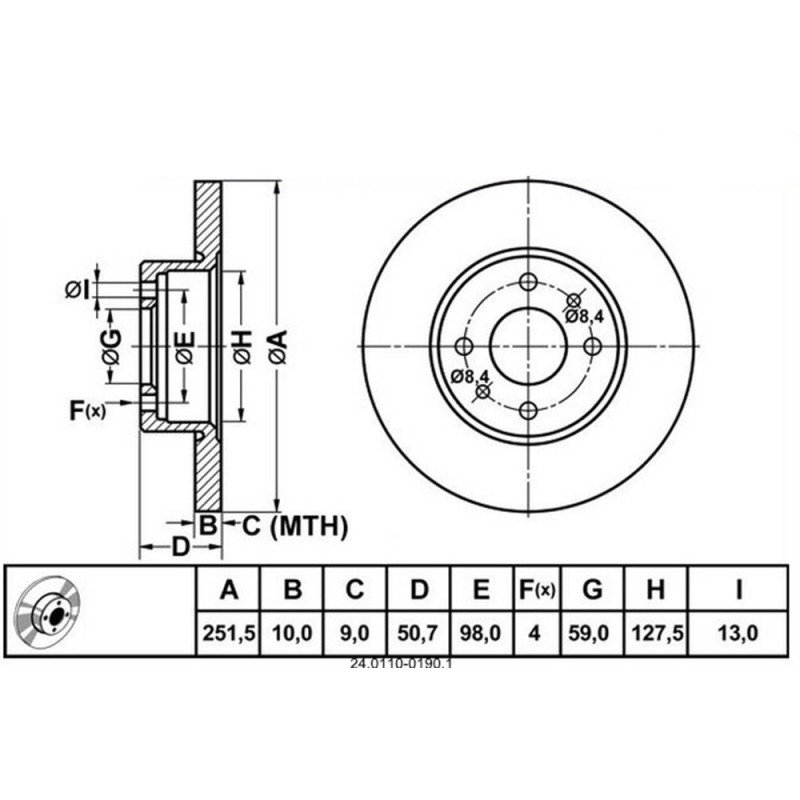 Zavorni disk FIAT Bravo, Linea, Multipla, Stilo, LANCIA Delta zadnji