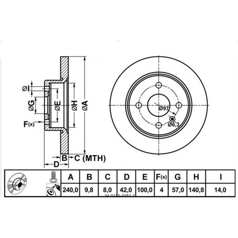 Bremsscheibe OPEL Astra G, H, Meriva hinten