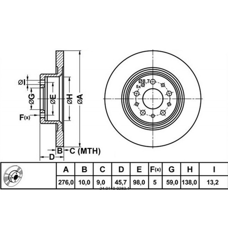 Zavorni disk ALFA 156, GT zadnji