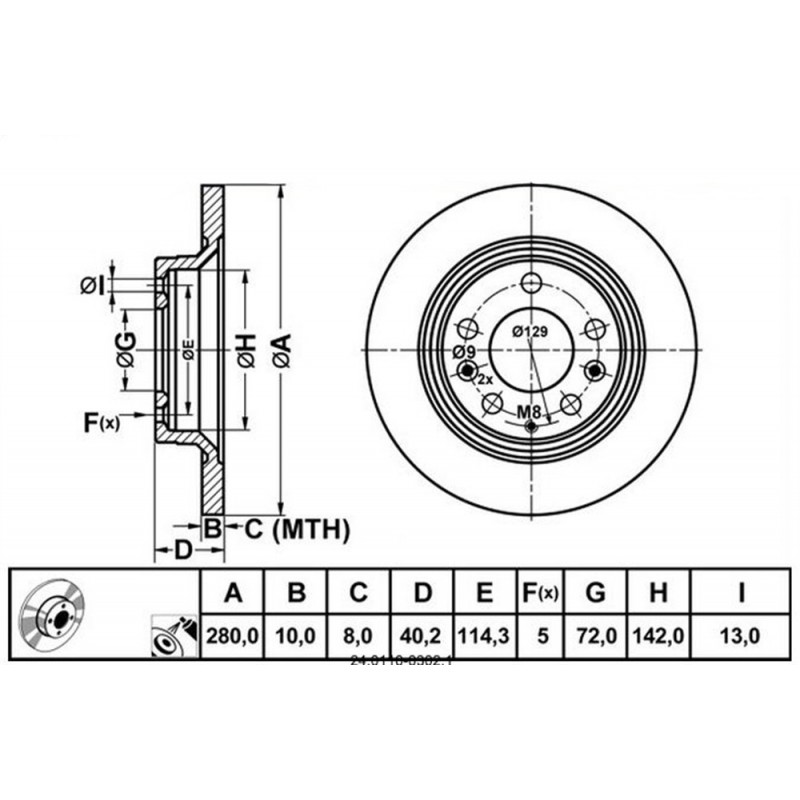 Zavorni disk MAZDA 6 zadnji