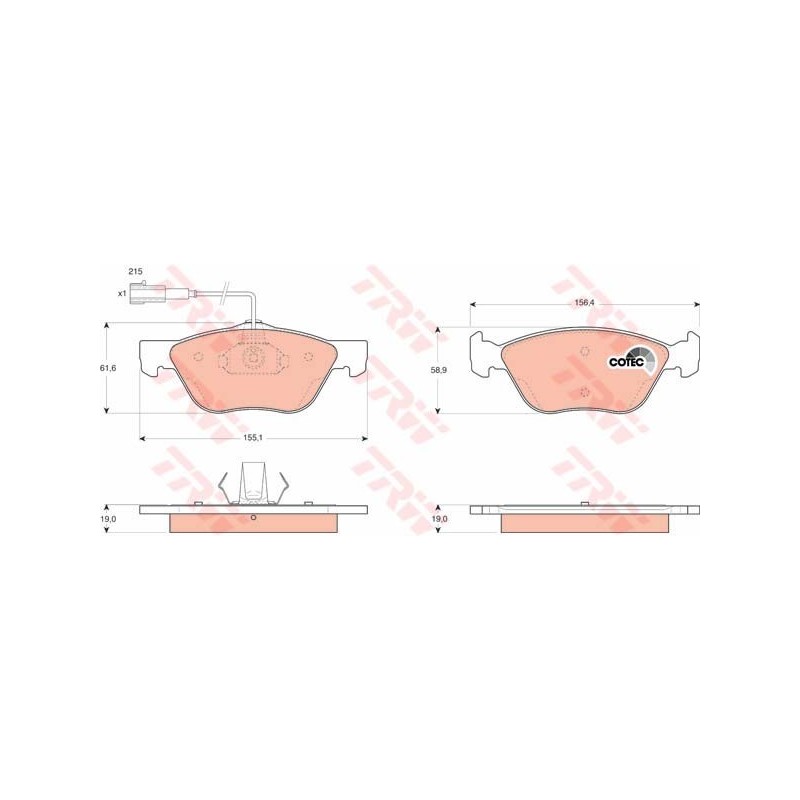 Zavorne ploščice ALFA Romeo 147, 156, 156 Sportwagon, GT, FIAT Bravo, Marea, Multipla, Punto sprednje