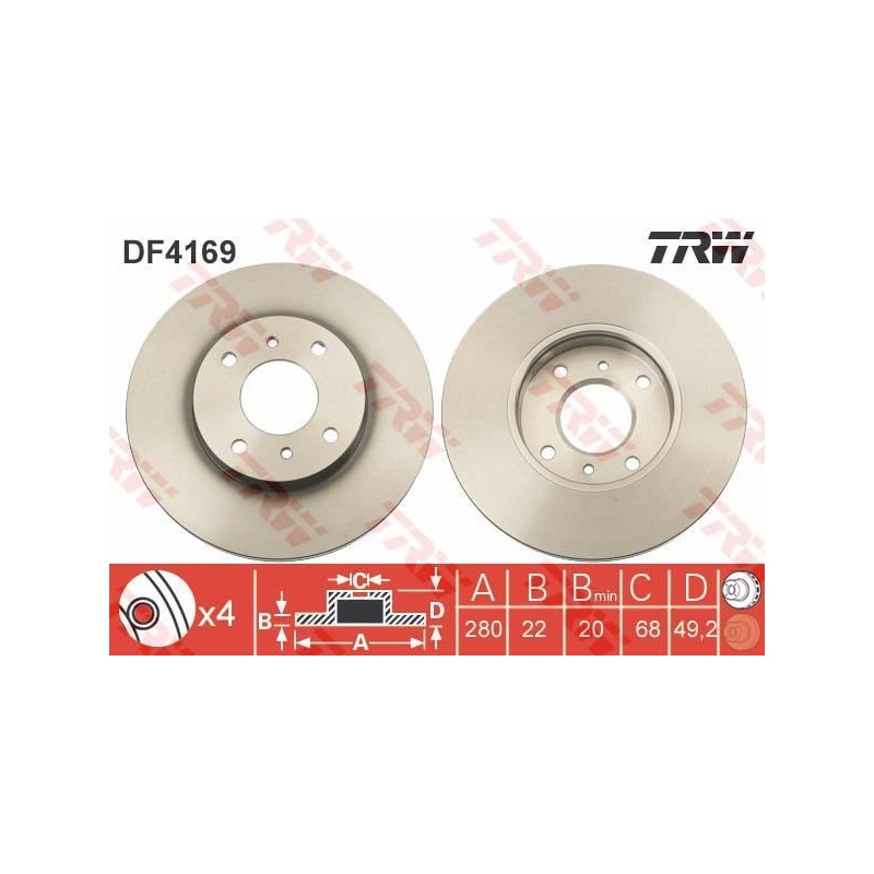 Kočioni disk NISSAN 200 SX, Almera N16, Primera P11 prednji