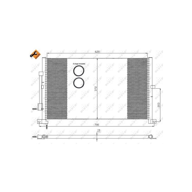 Condenser air conditioning FORD Mondeo Mk3 19mm