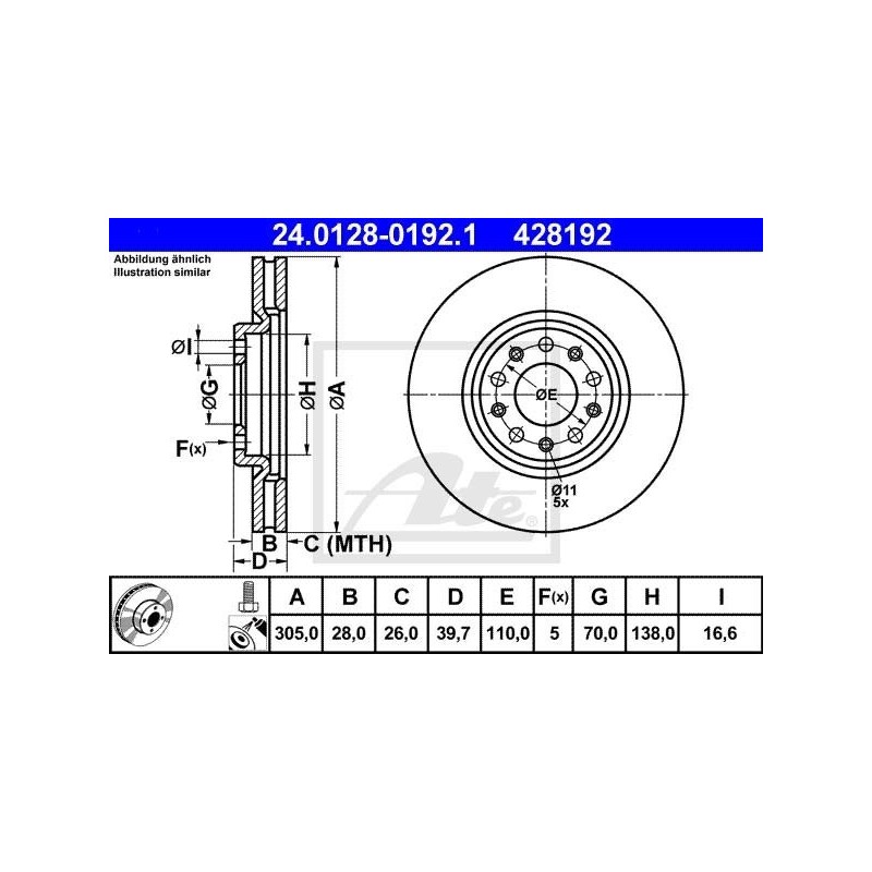 Kočioni disk ALFA 159, Brera, Giulietta, Spider prednji