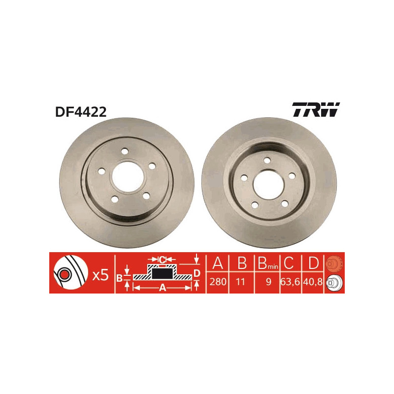 Kočioni disk FORD C-Max, Focus, VOLVO C30, C70, S40, V50 stražnji