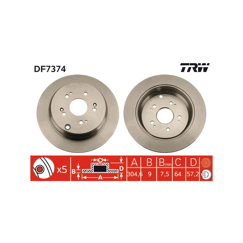 Brake disc HONDA CR-V 07- rear