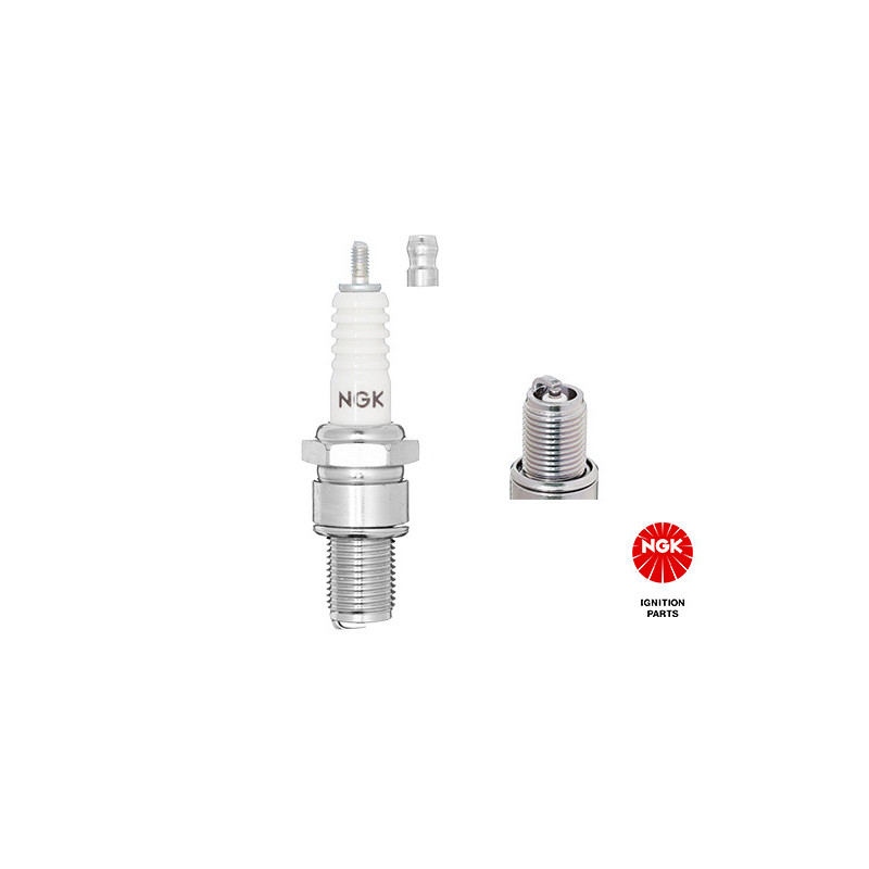 NGK B7ES vžigalna svečka za BMW, Honda, Yamaha v srebrni barvi na belem ozadju