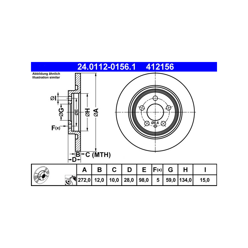 Zavorni disk CITROEN C8, FIAT Ulysse, LANCIA Phedra, PEUGEOT 807 zadnji