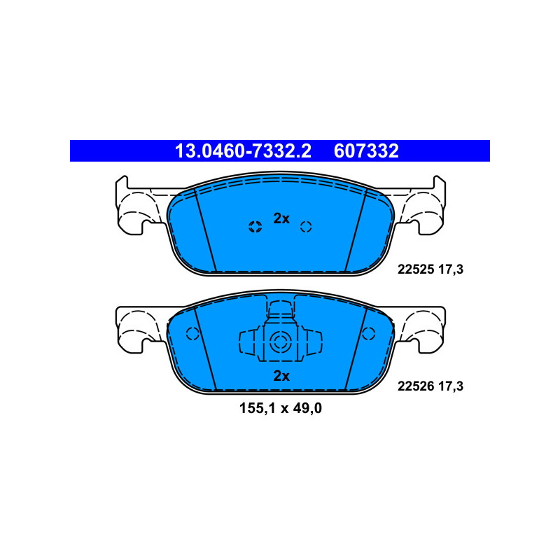 Brake pads Renault Clio IV, Dacia Logan - front on a white background