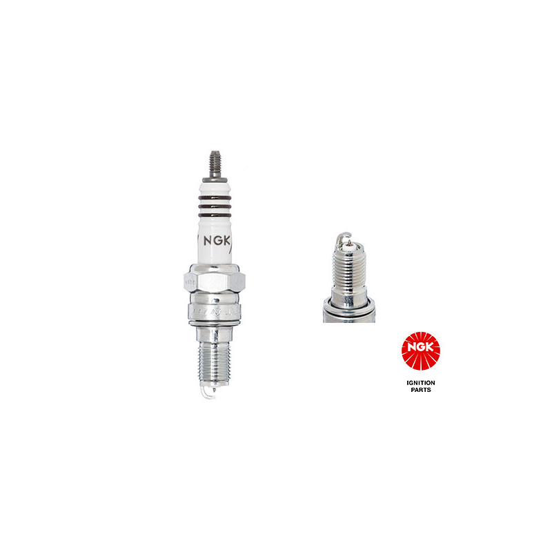 NGK CR9EHIX-9 iridium spark plug for Honda, Yamaha, Kawasaki in silver on a white background