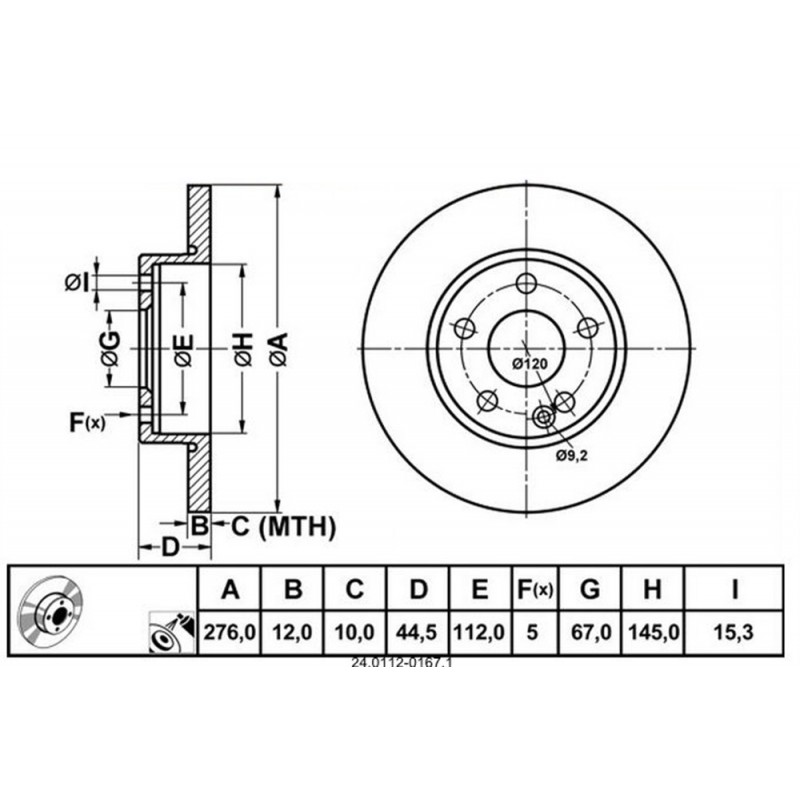 Zavorni disk MERCEDES A-class prednji