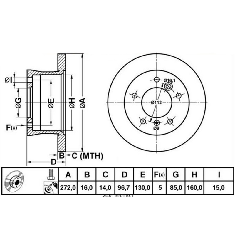 Kočioni disk MERCEDES Sprinter, VW LT stražnji