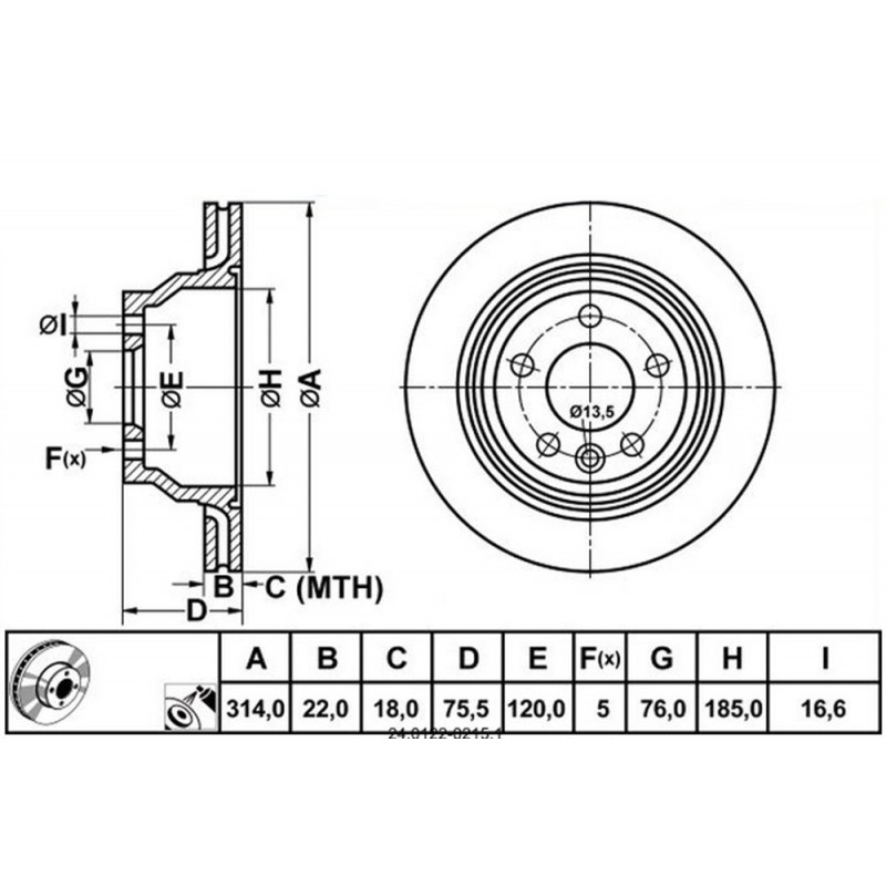 Zavorni disk VW Touareg, Transporter T5 zadnji