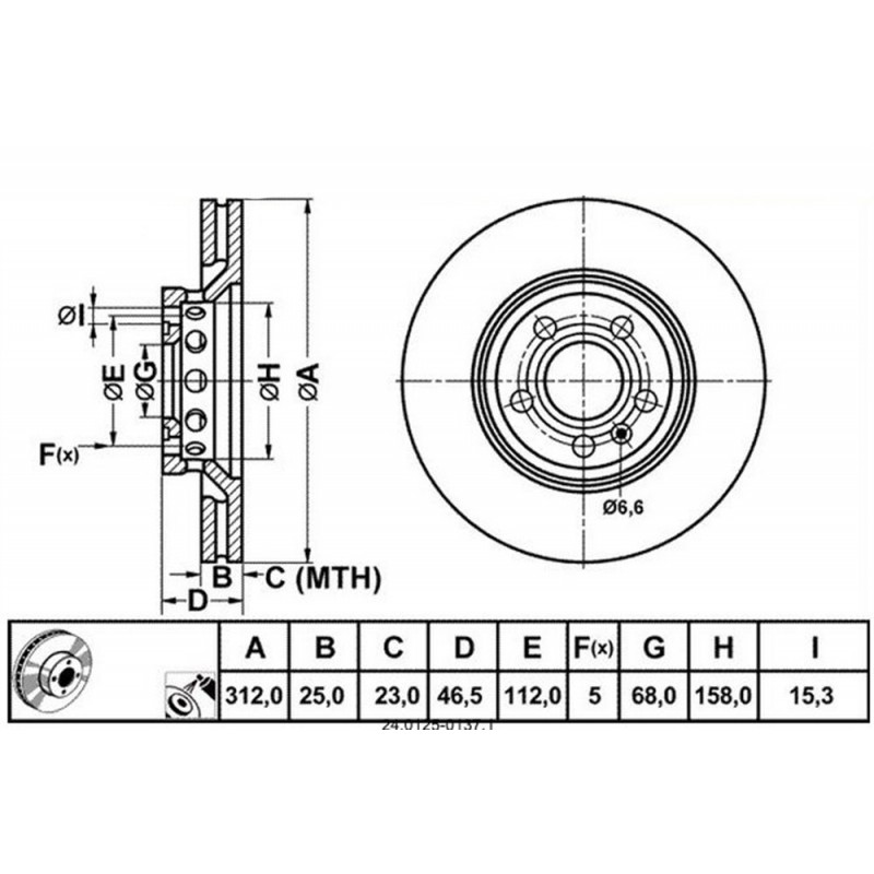 Bremsscheibe AUDI A4, A6, SEAT Exeo, SKODA Superb, VW Passat vorne 312mm