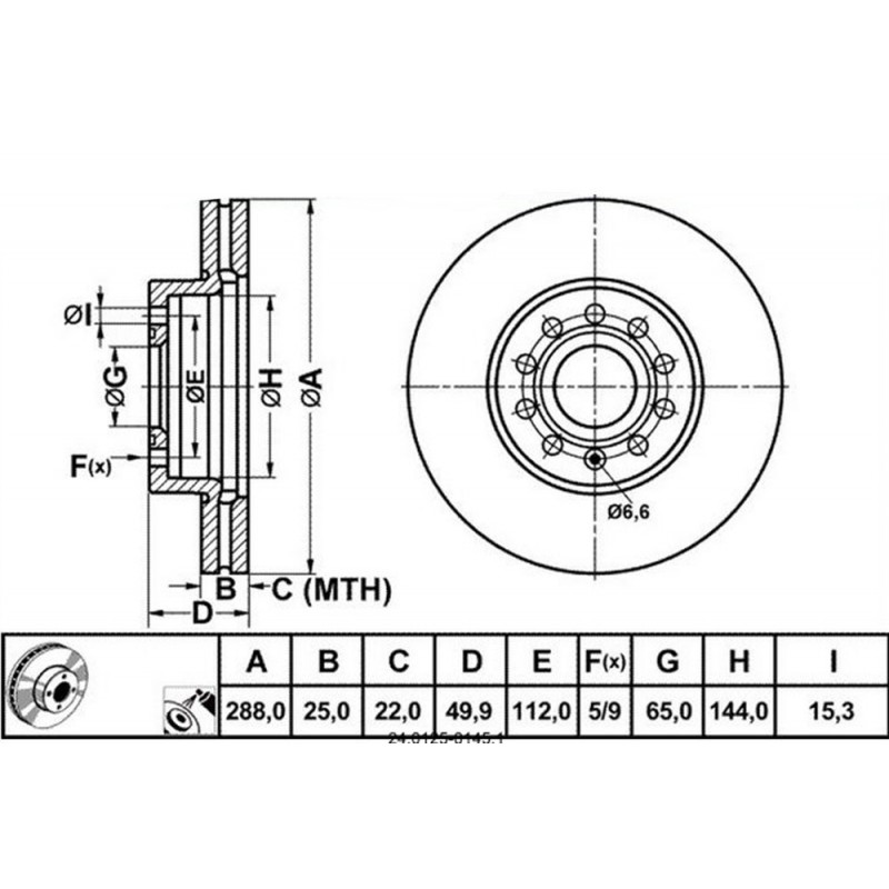 Bremsscheibe AUDI A3 |8P, 8V|, SEAT Altea, SKODA Superb, VW Golf vorne 288mm