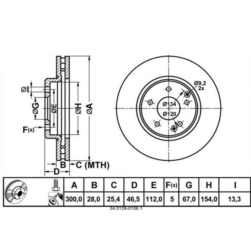 Zavorni disk MERCEDES C-class, CLC-class, CLK, E-class, SL, SLK prednji