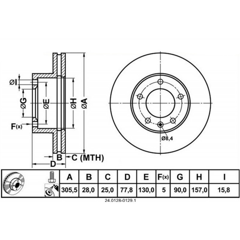 Zavorni disk NISSAN Interstar, OPEL Movano, RENAULT Master prednji