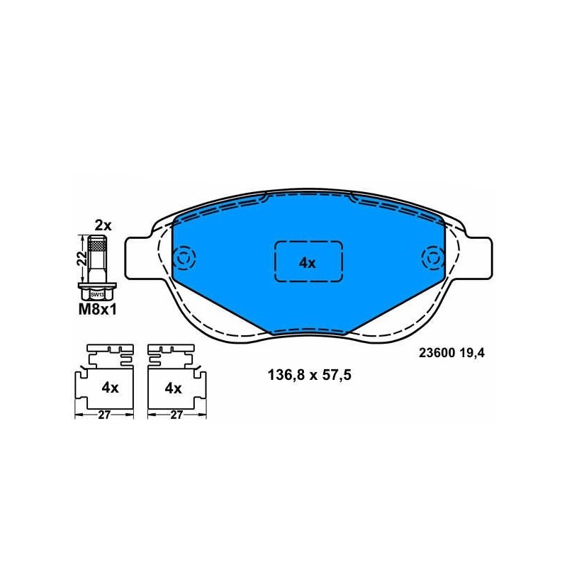 Brake pads CITROEN C3, C4, PEUGEOT 207, 307, 1007 front