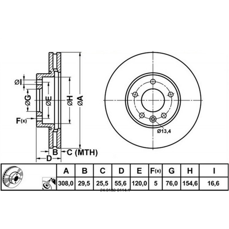 Zavorni disk VW Touareg, T5 prednji