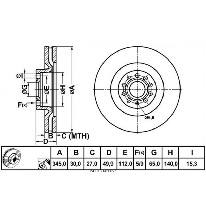 Zavorni disk AUDI A3, SEAT Leon, ŠKODA Superb VW Golf, Passat prednji